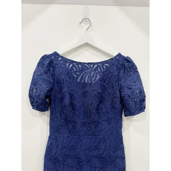 Kay Unger Portia Tea Length Dress in Midnight Blue - Picture 10 of 16